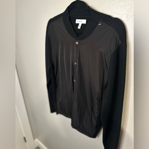Calibrate Lockdown BLACK Varsity Jacket Casual Snap Front Silky Knit SZ SMALL - Picture 8 of 14